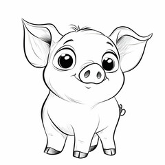 Cute Cartoon Pig Illustration with Big Eyes