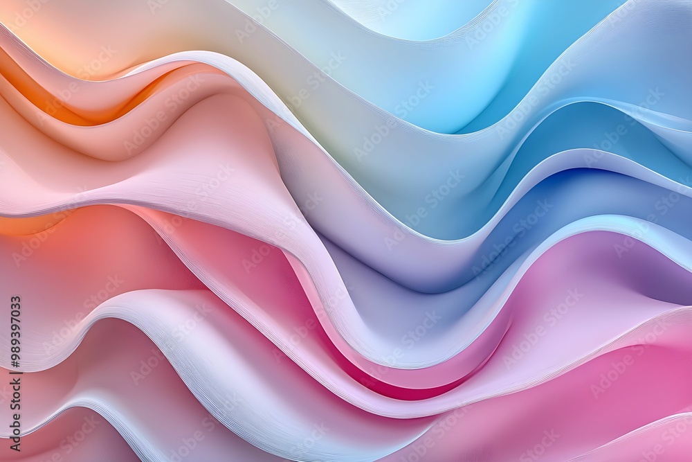 Poster colorful wavy fabric pattern with soft gradients and textures