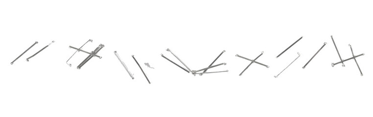 Set staples isolated on white, clipping path, top