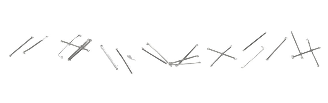 Set staples isolated on white, clipping path, top