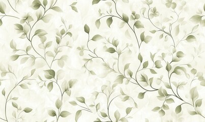 Light gray and light green floral pattern on a light beige background