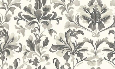 Light gray and light green floral pattern on a light beige background