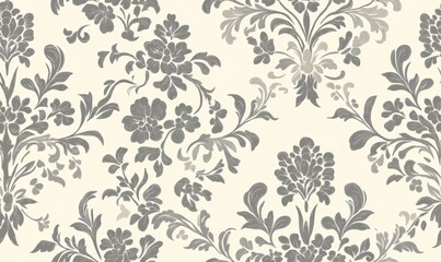 Light gray and light green floral pattern on a light beige background