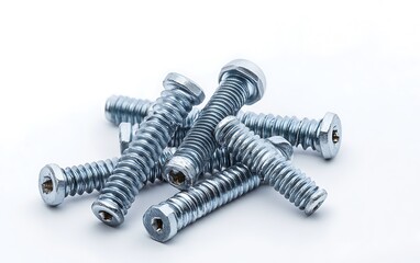 Assorted Collection of Screws on Isolated White Background