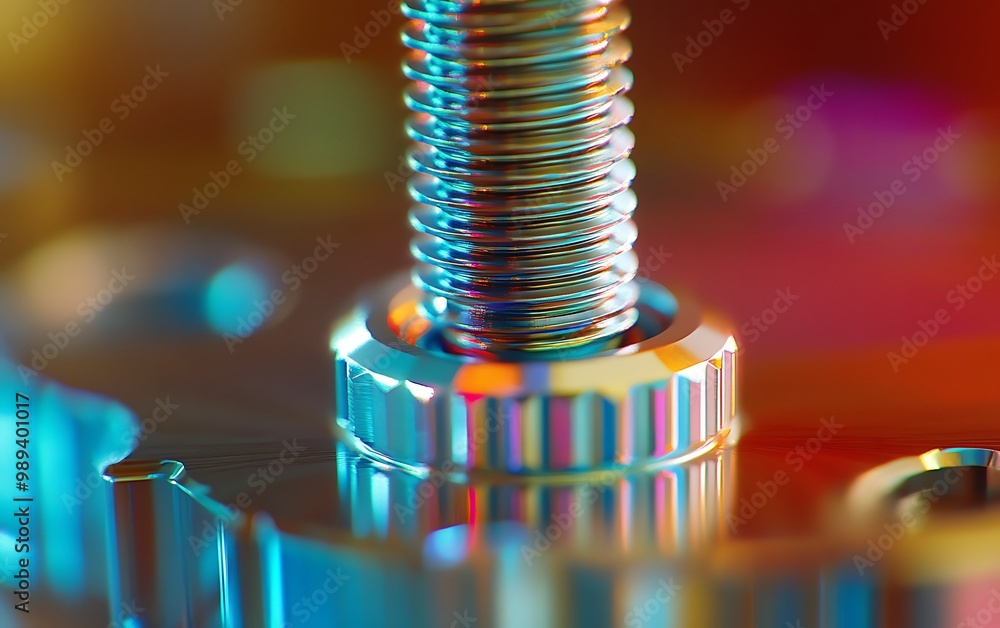 Aufkleber precision engineering: close-up of futuristic screw mechanism in high-tech setting