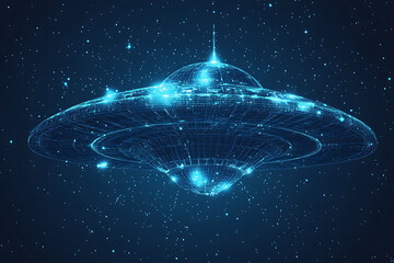 UFO at wireframe plexus style with glow