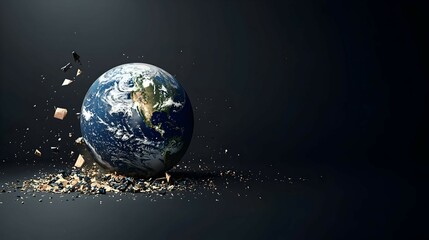 Obraz premium Shattered Earth Globe Climate Change