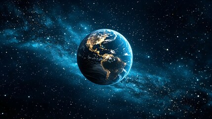 Fototapeta premium Earth in Space with Stars and Nebula