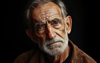 Fototapeta premium Classic Elegance - Isolated Portrait of a Weathered-Faced Elderly Man