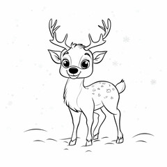 Cute Cartoon Deer with Antlers Illustration