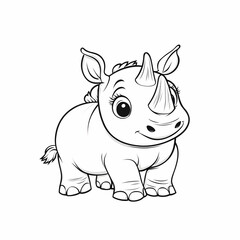 Fototapeta premium Cute Cartoon Rhino Illustration