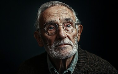 Obraz premium Contemplative Elderly Man Reflecting on Life Experiences with a Penetrating Gaze