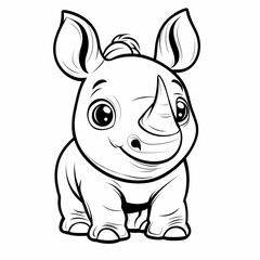 Naklejka premium Cute Cartoon Rhino Illustration