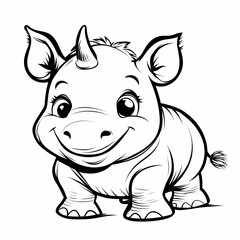 Fototapeta premium Cute Cartoon Rhino Illustration