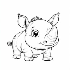 Naklejka premium Cute Cartoon Rhino Illustration