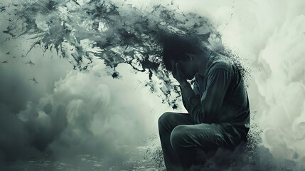 Obraz premium Depression and Anxiety Heavy Burden