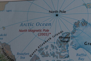 Close up of North pole on a map
