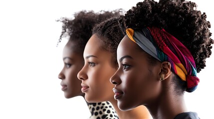 Obraz premium Vibrant Isolated Portrait of People of Color with Traditional Hairstyles on White Background