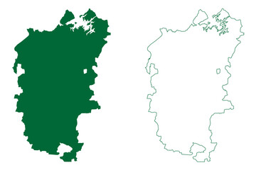 Panchmahal district (Gujarat State, Republic of India) map vector illustration, scribble sketch Panch Mahals map