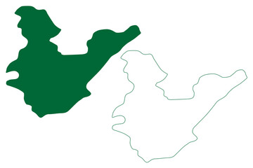 Papum Pare district (Arunachal Pradesh State, Republic of India) map vector illustration, scribble sketch Papum Pare map