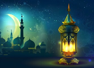 Eid Mubarak & Ramadan Kareem Lantern & Mosque