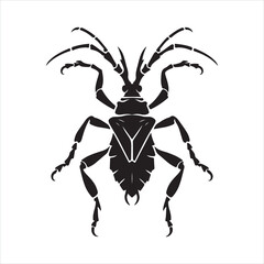 Pyrrhocoris apterus silhouette on white background
