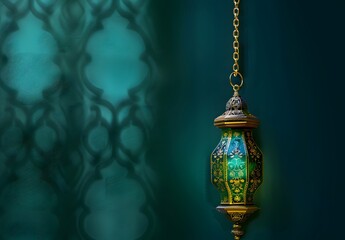 Eid Mubarak Lantern with Green and Gold Design