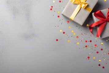 Elegant Birthday Background With Gifts And Confetti