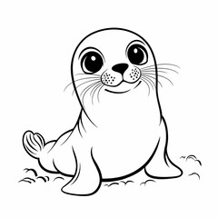 Fototapeta premium Cute Seal Illustration with Big Eyes