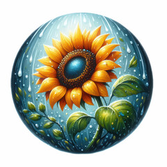 sunflower in the rain sunflower in the rain floral illustration