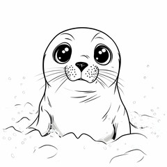 Obraz premium Cute Seal Illustration with Big Eyes
