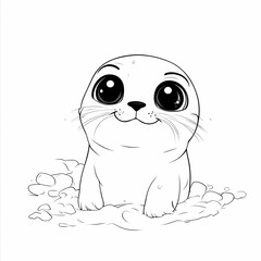 Obraz premium Cute Seal Cartoon Illustration