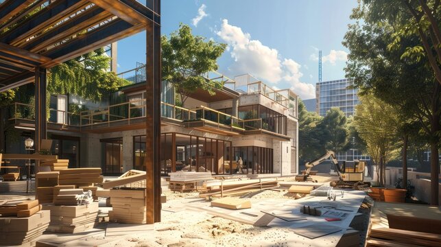 Construction Site with Building Under Development
