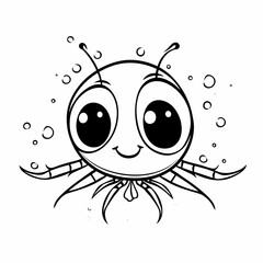 Naklejka premium Cute Cartoon Illustration of a Smiling Creature with Big Eyes