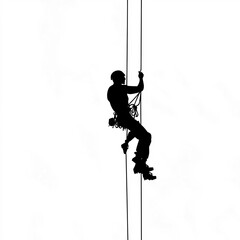 Silhouette Climing Man, Illustration Isolated On White Background