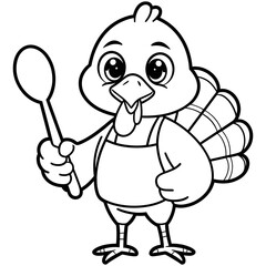 Cartoon Turkey with Spoon