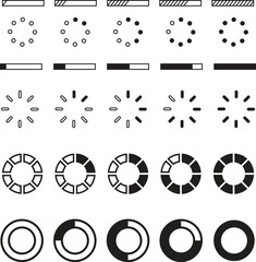 set of download outline icons with circles, rectangles and ovals 