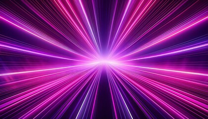Neon speed rays abstract background. A burst of pink light energy. The movement of luminous purple rays in space.
