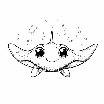 recommend clip art: Cute Cartoon Stingray Illustration