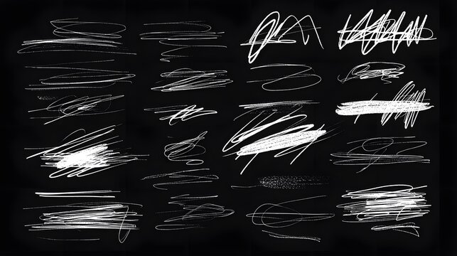 White chalk scribbles on a black background, creating dynamic visual effects.