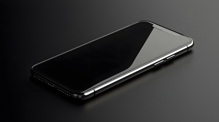 Sleek black smartphone on a dark surface, showcasing modern technology and design.