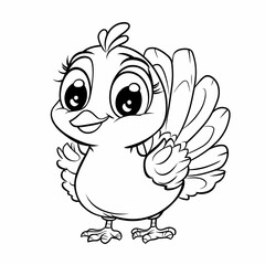 Fototapeta premium Cute Cartoon Bird Illustration with Big Eyes