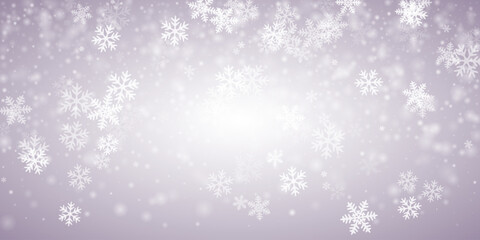 Chaotic heavy snow flakes background. Snowfall dust ice particles. Snowfall weather white gray illustration. Glimmer snowflakes december texture. Snow hurricane scenery.