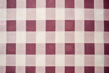 Burgundy And Cream Gingham Linen Fabric Texture