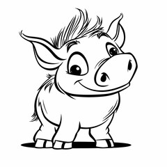 Fototapeta premium Cute Cartoon Illustration of a Smiling Pig