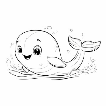 recommend clip art: Cute Cartoon Whale Illustration