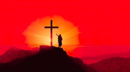 A man is carrying a large cross while wearing a crown of thorns on his head
