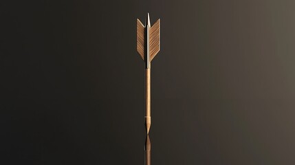 Precision Crafted 3D Wooden and Metal Arrow on Reflective Surface - 3D Rendering