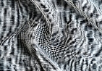 Gray Mesh Fabric with Woven Grid Pattern
