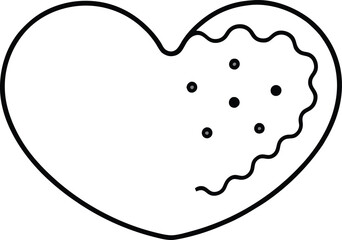 Vector illustration heart cookie with bite art
